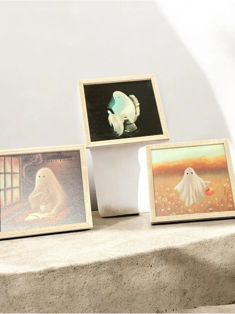 Ghost Illustration Framed Art Print - White Ghost